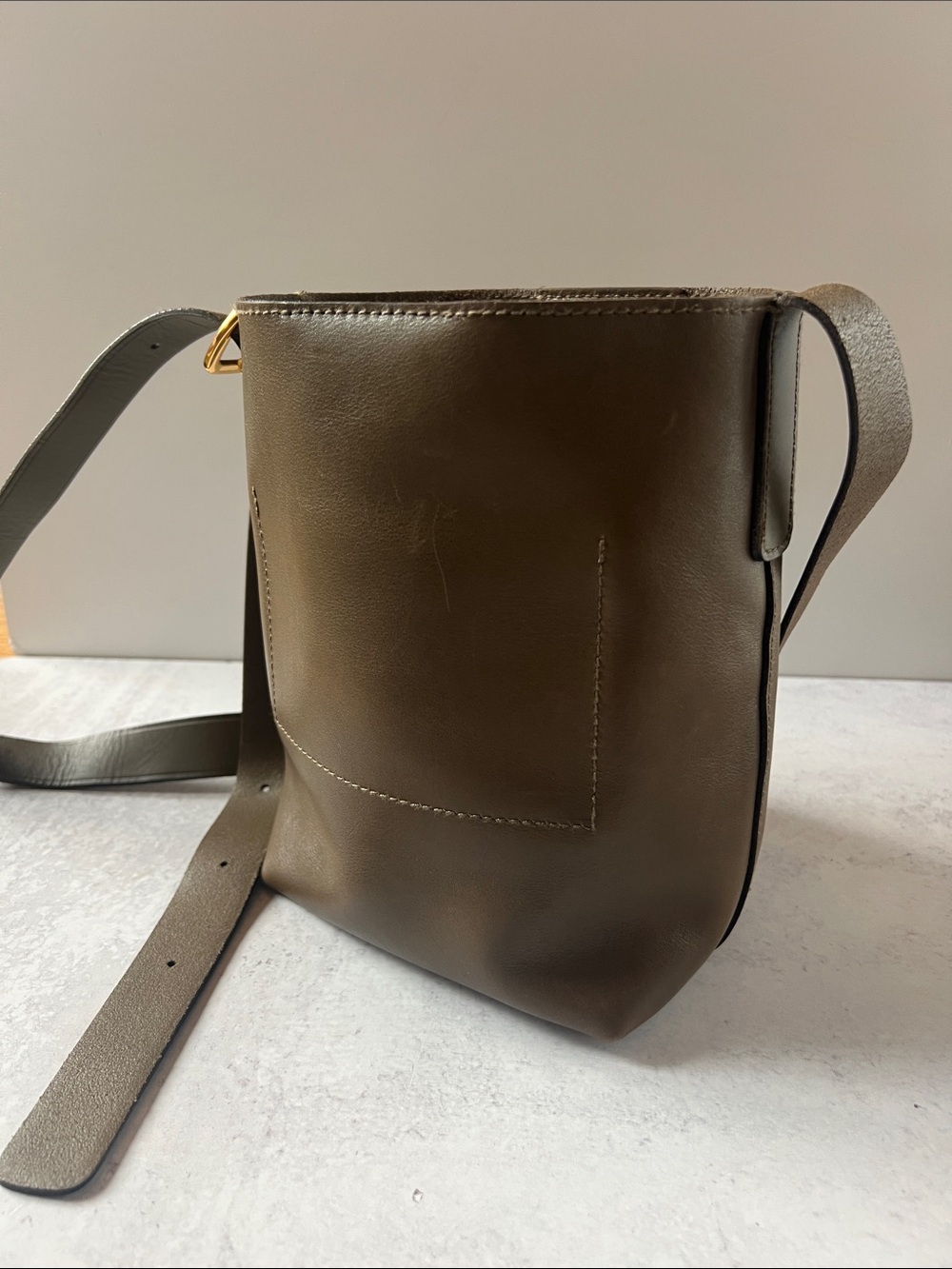 Madewell Minimalist Olive Green Leather Crossbody Bag
